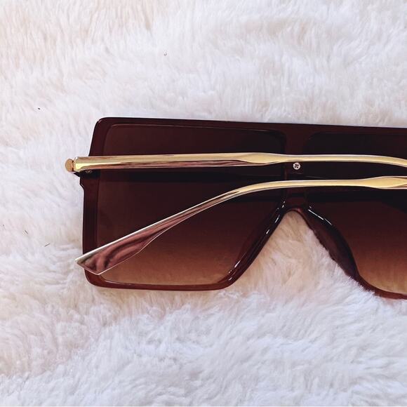 Ariel Brown Rectangle Full Frame Sunglasses - Picture 8 of 11